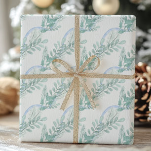 Watercolor Blue Bow Garland Weihnachten Geschenkpapier
