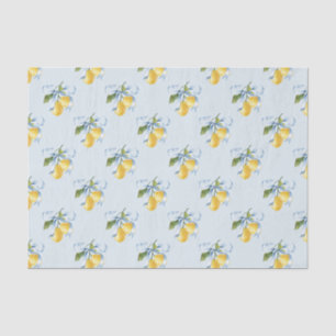 Watercolor Blue Bow Lemons Seidenpapier