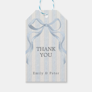 Watercolor Blue Bow Thank You Geschenkanhänger