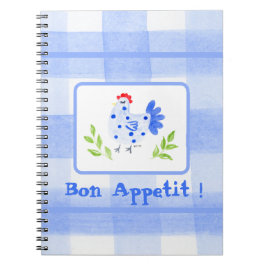 Watercolor Blue Br Hen Karo Bon Appetit Notizblock