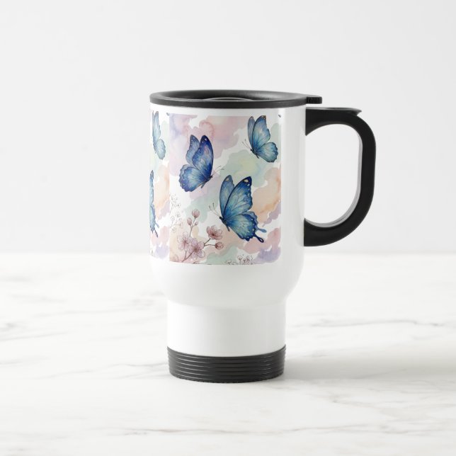 Watercolor Blue Butterflies Mug Design – Elegant  (Droite)