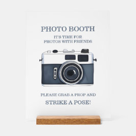 Watercolor Blue Camera Wedding Photo Booth 