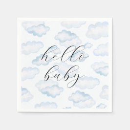 Watercolor Blue Cloud Baby Dusche Serviette
