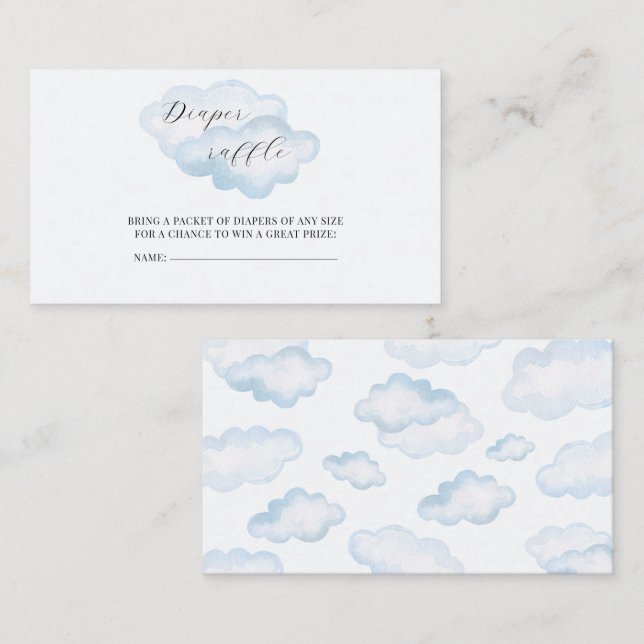 Watercolor Blue Cloud Baby Dusche Windeln Windelwa Begleitkarte (Vorne/Hinten)