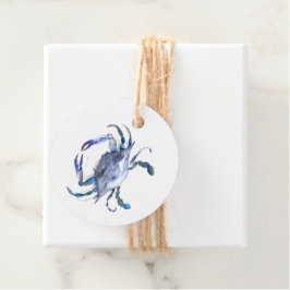 Watercolor Blue Crab Favor Tags Geschenkanhänger