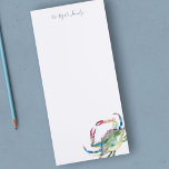 Watercolor Blue Crab Personalized Stationery Magnetischer Notizblock<br><div class="desc">Elegant and coastal, this personalized stationery features your family name or monogram in a hand lettered script typography with my blue crab original watercolor art. Perfect for weddings or your summer notes. To see more office home living designs and crab gifts like this visit www.zazzle.com/dotellabelle Unique watercolor art and design...</div>