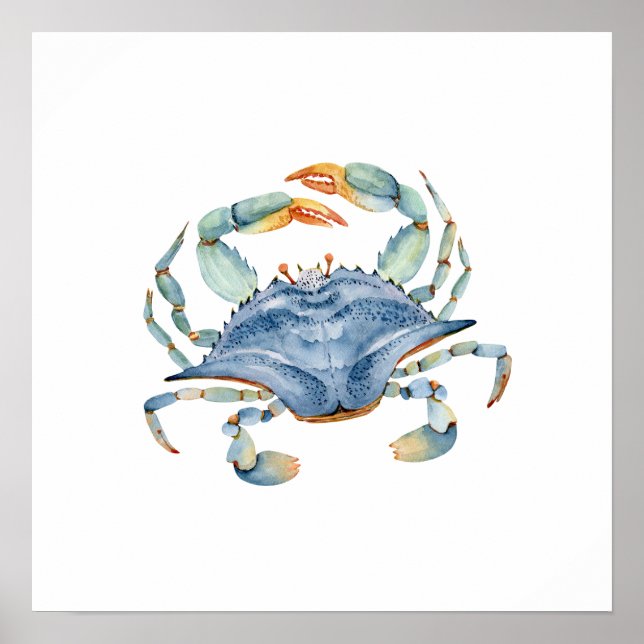 Watercolor Blue Crab Poster (Vorne)