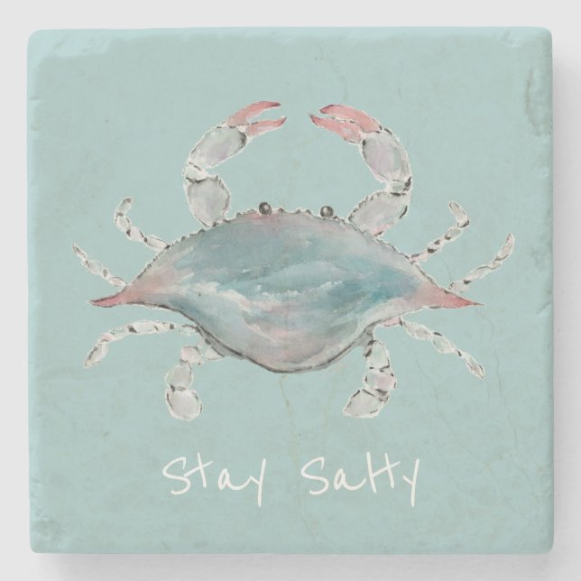 Watercolor Blue Crab Steinuntersetzer (Vorderseite)