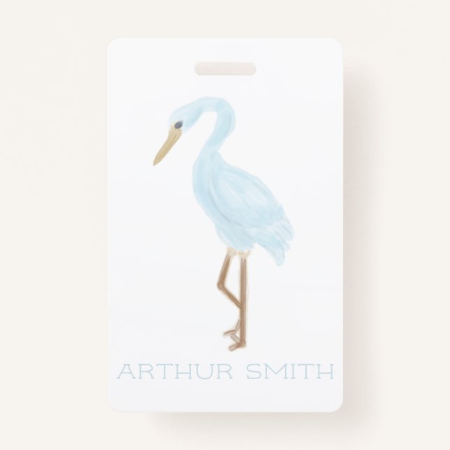Watercolor Blue Crane Ausweis (Vorderseite)