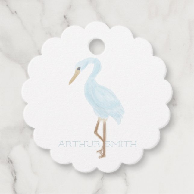 Watercolor Blue Crane Geschenkanhänger (Vorderseite)
