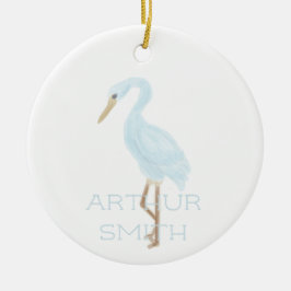 Watercolor Blue Crane Keramik Ornament