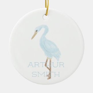 Watercolor Blue Crane Keramik Ornament