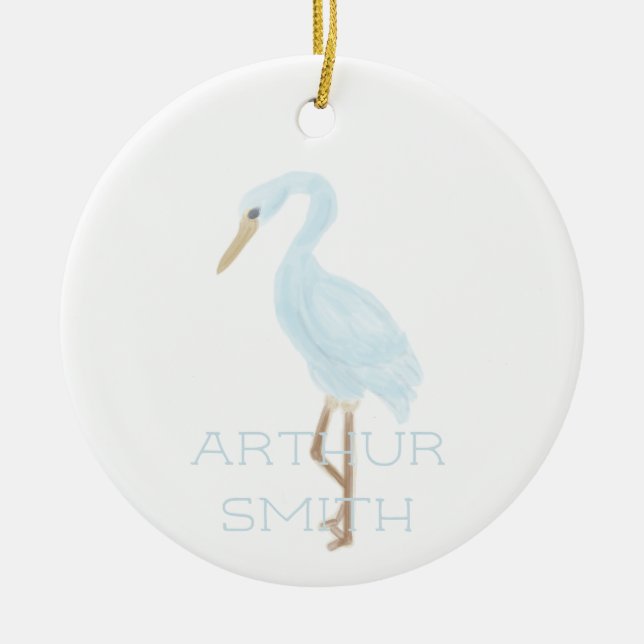 Watercolor Blue Crane Keramik Ornament (Vorne)