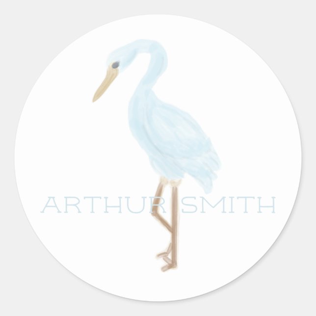 Watercolor Blue Crane Runder Aufkleber (Vorderseite)