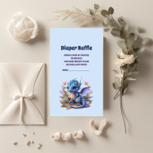  Watercolor Blue Dragon Baby Shower diaper raffle
