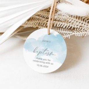 Watercolor blue elegant boy baptism geschenkanhänger