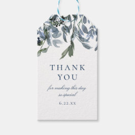 Watercolor Blue Floral bedankt sich Geschenkanhänger