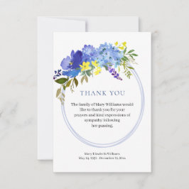 Watercolor Blue Floral Beerdigung Danke Karte