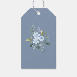Watercolor Blue Floral Wedding Gift Tags Geschenkanhänger