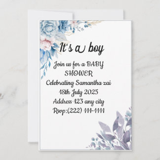 Watercolor Blue Flowers Baby Dusche laden Sie ein  Feiertagskarte