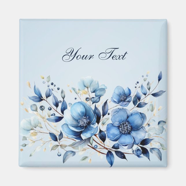 Watercolor Blue Flowers Magnet (Vorne)