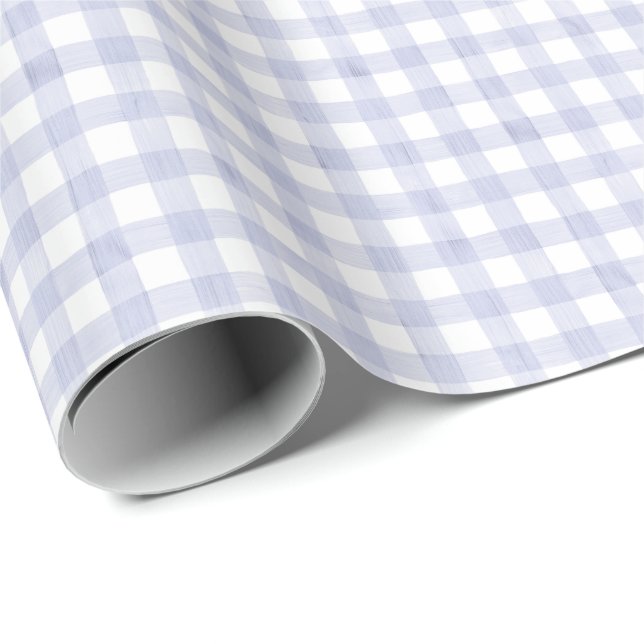 Watercolor Blue Gingham Geschenkpapier (Rolleneckpunkt)