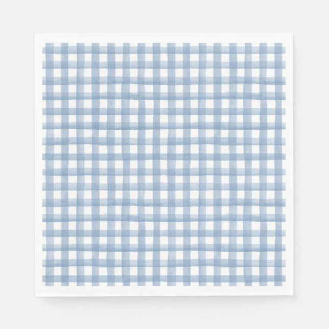 Watercolor Blue Ginham Napkins Serviette (Vorderseite)