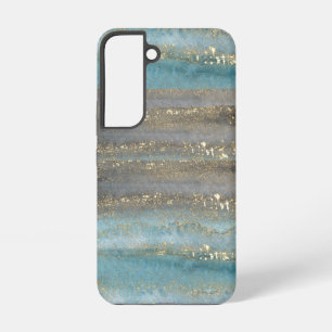 Watercolor Blue Glitzer Ästhetisches Design Samsung Galaxy Hülle