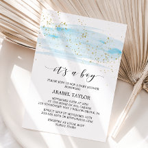 Watercolor Blue & Gold Es ist eine Baby-Dusche