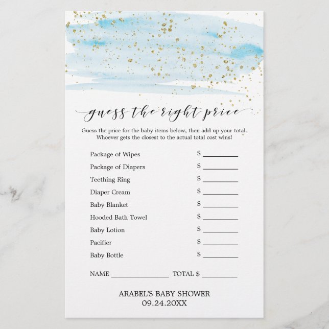 Watercolor Blue & Gold schätzen das richtige Preis (Vorderseite)