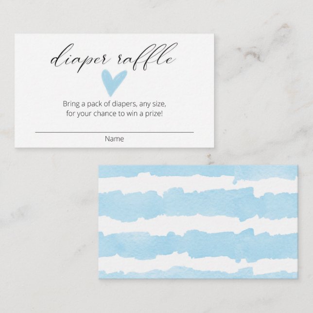 Watercolor blue heart moderne Degle Logos Begleitkarte (Vorne/Hinten)