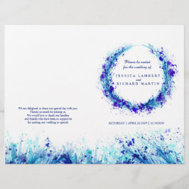 Watercolor blue herbe art programme de mariage