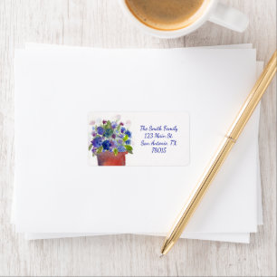 Watercolor Blue Hydrangea Address Adressaufkleber