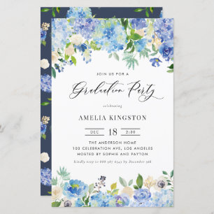 Watercolor Blue Hydrangea Graduation Party - Einla