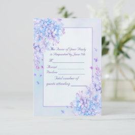 Watercolor Blue Lila Lilac Blume Wedding RSVP