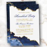 Watercolor Blue Marble Geode Gold Hanukkah Party Einladung<br><div class="desc">Moderne elegante Watercolor Winter Blue und Gold Marble Agate Geode Hanukkah Party Einladung Card - Weißer Hintergrund mit Goldenen Schrift</div>