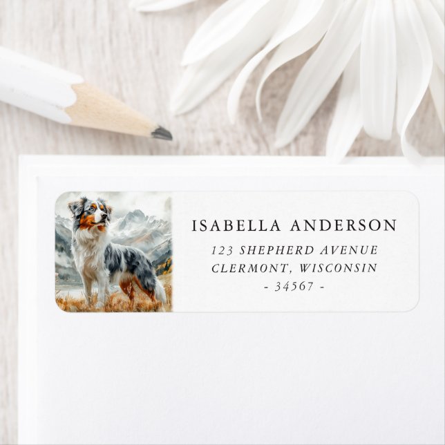 Watercolor Blue Merle Australian Shepherd (Insitu)