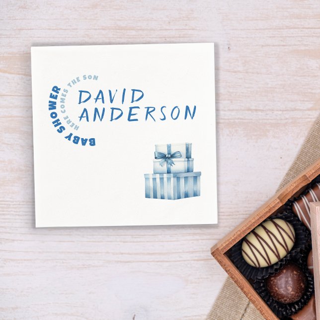 Watercolor blue minimalist baby shower boy serviette (Von Creator hochgeladen)