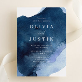 Watercolor Blue Modern Wedding Einladung