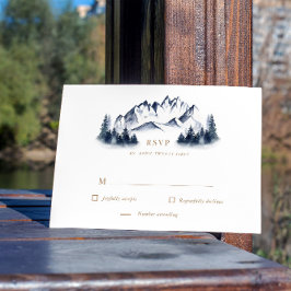 Watercolor Blue Mountain Rustic UAWG Response Card RSVP Karte