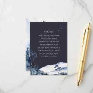 Watercolor Blue Mountain Wedding Details Card Begleitkarte