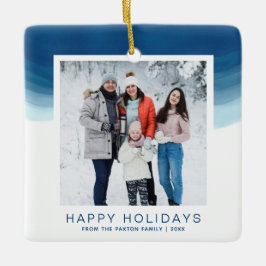 Watercolor Blue Ombre Holiday Keramikornament