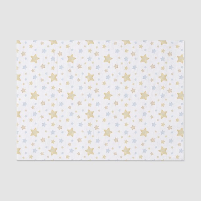 Watercolor Blue Pastellstars Seidenpapier (Vorderseite)