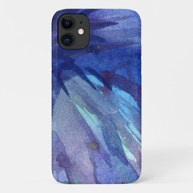Watercolor Blue Phone iPhone Case (Rückseite)