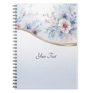Watercolor Blue Pink Floral Notebook Notizblock