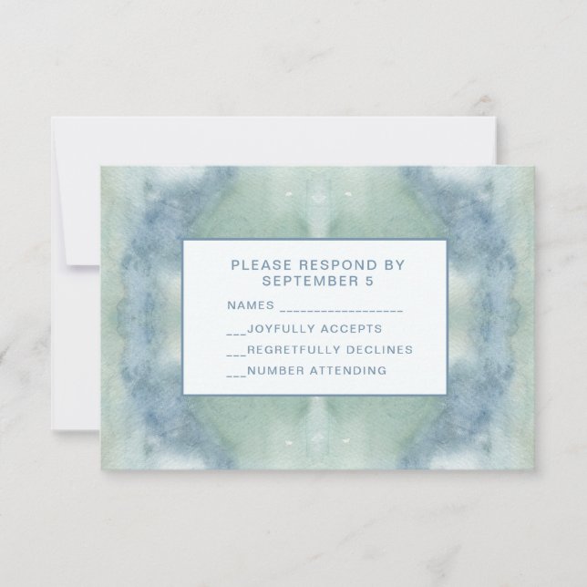 Watercolor Blue RSVP Card Boho Hippie Karte (Vorderseite)