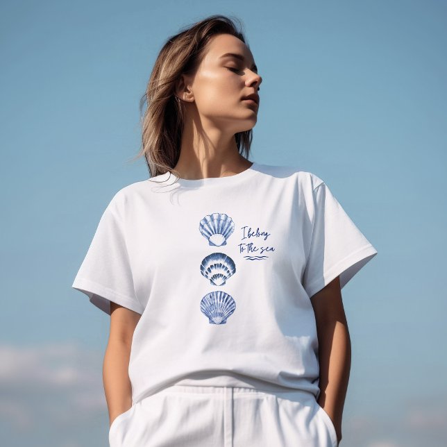 Watercolor Blue Seashell T-Shirt (Von Creator hochgeladen)