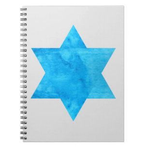 watercolor Blue Star of David Notizblock
