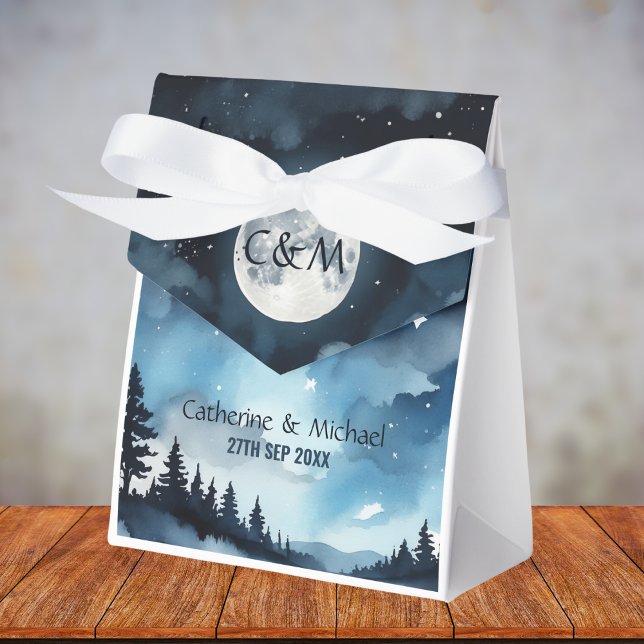 Watercolor Blue Starry Night Sky Celestiding Weddi Geschenkschachtel (Von Creator hochgeladen)