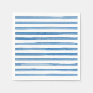 Watercolor Blue Stripes Babydusche Serviette